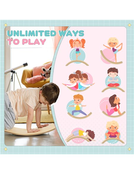 AIYAPLAY Wooden Balance Board for Children 3-8 Years Old, Natural 331-071V00ND - pic 106301 | FastDaddyshop