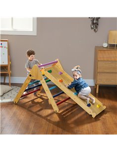 AIYAPLAY Toddler Climbing Frame for Kids with Ramp, 3 in 1 Wooden Pikler Triangle Set for 18-48 Months, Multicolour 331-064V00MX 2