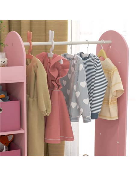 AIYAPLAY Kids Clothes Rail with Storage Shelf, Boxes, Mirror for Bedroom, Nursery, Pink 316-016V80PK - pic 106331 | FastDaddyshop