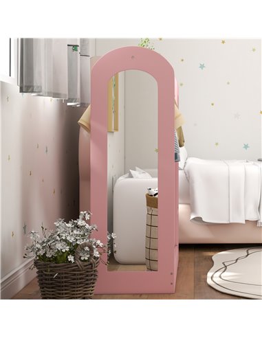 AIYAPLAY Kids Clothes Rail with Storage Shelf, Boxes, Mirror for Bedroom, Nursery, Pink 316-016V80PK