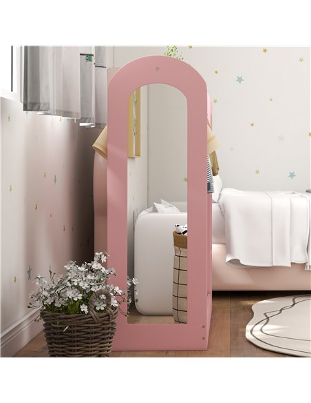 AIYAPLAY Kids Clothes Rail with Storage Shelf, Boxes, Mirror for Bedroom, Nursery, Pink 316-016V80PK - pic 106333 | FastDaddyshop