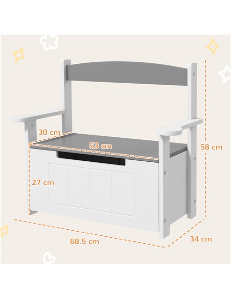 AIYAPLAY 2-in-1 Toy Box for Kids with Lid for Bedroom, Nursery, Playroom, Grey 312-117V80GY - pic 106345 | FastDaddyshop