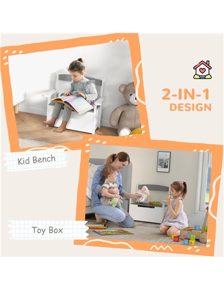 AIYAPLAY 2-in-1 Toy Box for Kids with Lid for Bedroom, Nursery, Playroom, Grey 312-117V80GY - pic 106346 | FastDaddyshop