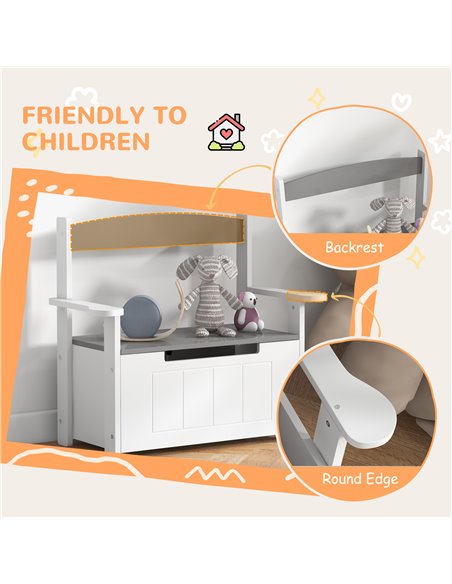 AIYAPLAY 2-in-1 Toy Box for Kids with Lid for Bedroom, Nursery, Playroom, Grey 312-117V80GY - pic 106347 | FastDaddyshop