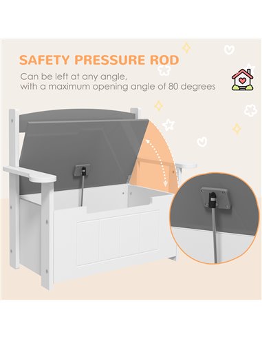 AIYAPLAY 2-in-1 Toy Box for Kids with Lid for Bedroom, Nursery, Playroom, Grey 312-117V80GY