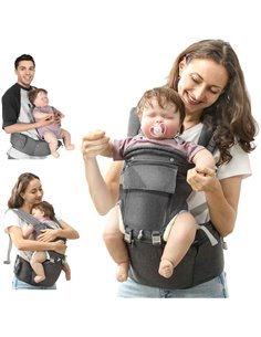 AIYAPLAY 6-in-1 Baby Carrier for Newborns-Toddlers, with Removable Seat, for Ages 0-36 Months, Up to 15kg, Grey 430-005V00GY