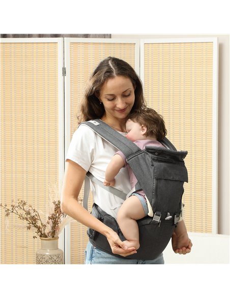 AIYAPLAY 6-in-1 Baby Carrier for Newborns-Toddlers, with Removable Seat, for Ages 0-36 Months, Up to 15kg, Grey 430-005V00GY - pic 106353 | FastDaddyshop