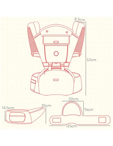 AIYAPLAY 6-in-1 Baby Carrier for Newborns-Toddlers, with Removable Seat, for Ages 0-36 Months, Up to 15kg, Grey 430-005V00GY