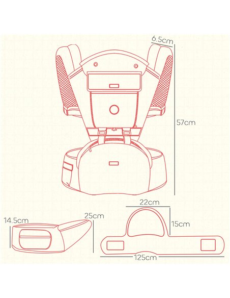 AIYAPLAY 6-in-1 Baby Carrier for Newborns-Toddlers, with Removable Seat, for Ages 0-36 Months, Up to 15kg, Grey 430-005V00GY - pic 106354 | FastDaddyshop