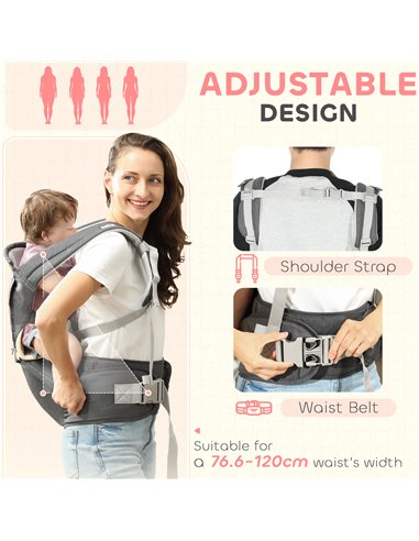 AIYAPLAY 6-in-1 Baby Carrier for Newborns-Toddlers, with Removable Seat, for Ages 0-36 Months, Up to 15kg, Grey 430-005V00GY