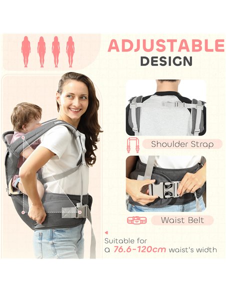 AIYAPLAY 6-in-1 Baby Carrier for Newborns-Toddlers, with Removable Seat, for Ages 0-36 Months, Up to 15kg, Grey 430-005V00GY - pic 106356 | FastDaddyshop
