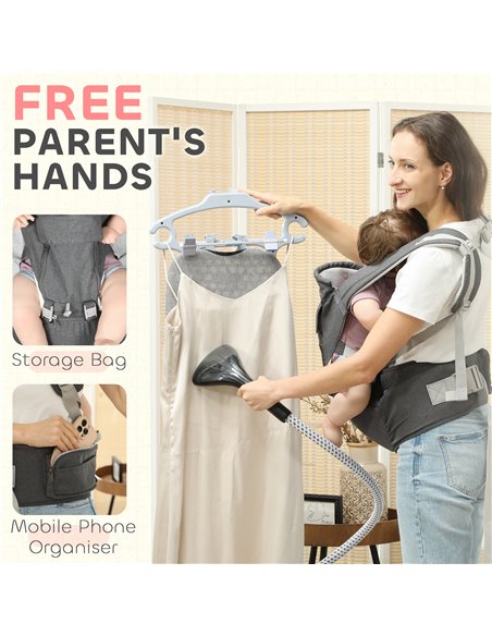 AIYAPLAY 6-in-1 Baby Carrier for Newborns-Toddlers, with Removable Seat, for Ages 0-36 Months, Up to 15kg, Grey 430-005V00GY - pic 106358 | FastDaddyshop