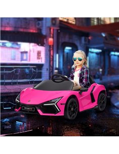 AIYAPLAY Lamborghini Revuelto Licensed 12V Ride on Car w/ Butterfly Doors, Transport Wheels, Suspension, Remote Control, Pink 37 2