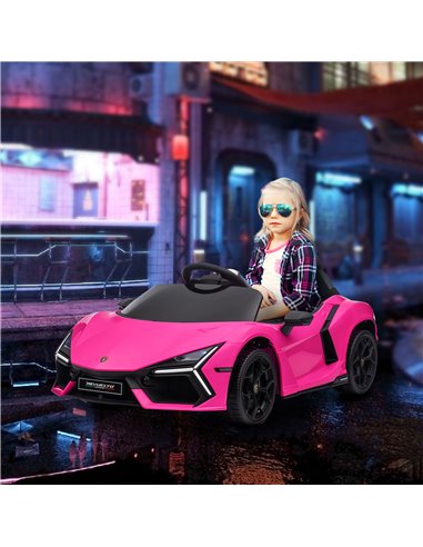 AIYAPLAY Lamborghini Revuelto Licensed 12V Ride on Car w/ Butterfly Doors, Transport Wheels, Suspension, Remote Control, Pink 37
