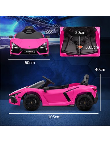 AIYAPLAY Lamborghini Revuelto Licensed 12V Ride on Car w/ Butterfly Doors, Transport Wheels, Suspension, Remote Control, Pink 37