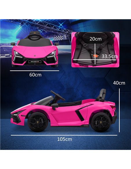 AIYAPLAY Lamborghini Revuelto Licensed 12V Ride on Car w/ Butterfly Doors, Transport Wheels, Suspension, Remote Control, Pink 37 - pic 106363 | FastDaddyshop
