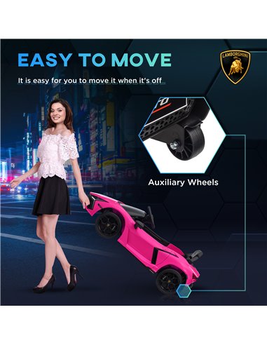 AIYAPLAY Lamborghini Revuelto Licensed 12V Ride on Car w/ Butterfly Doors, Transport Wheels, Suspension, Remote Control, Pink 37
