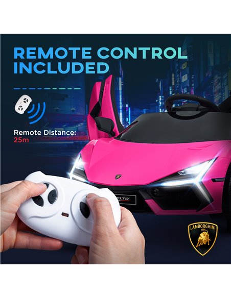 AIYAPLAY Lamborghini Revuelto Licensed 12V Ride on Car w/ Butterfly Doors, Transport Wheels, Suspension, Remote Control, Pink 37 - pic 106368 | FastDaddyshop