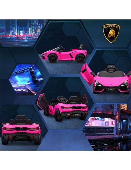 AIYAPLAY Lamborghini Revuelto Licensed 12V Ride on Car w/ Butterfly Doors, Transport Wheels, Suspension, Remote Control, Pink 37 - pic 106369 | FastDaddyshop
