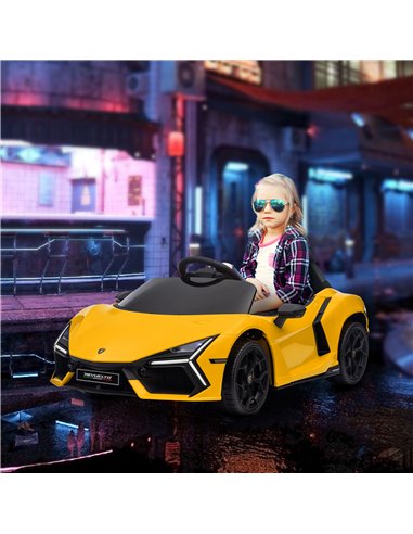 AIYAPLAY Lamborghini Revuelto Licensed 12V Ride on Car w/ Butterfly Doors, Transport Wheels, Suspension, Remote Control, Yellow 