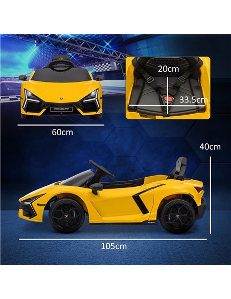 AIYAPLAY Lamborghini Revuelto Licensed 12V Ride on Car w/ Butterfly Doors, Transport Wheels, Suspension, Remote Control, Yellow  - pic 106372 | FastDaddyshop