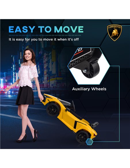 AIYAPLAY Lamborghini Revuelto Licensed 12V Ride on Car w/ Butterfly Doors, Transport Wheels, Suspension, Remote Control, Yellow  - pic 106374 | FastDaddyshop