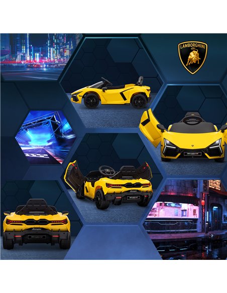 AIYAPLAY Lamborghini Revuelto Licensed 12V Ride on Car w/ Butterfly Doors, Transport Wheels, Suspension, Remote Control, Yellow  - pic 106378 | FastDaddyshop