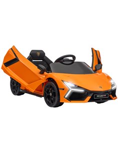 AIYAPLAY Lamborghini Revuelto Licensed 12V Ride on Car w/ Butterfly Doors, Transport Wheels, Suspension, Remote Control, Orange 