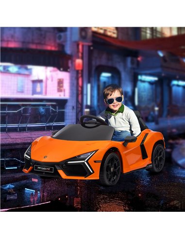 AIYAPLAY Lamborghini Revuelto Licensed 12V Ride on Car w/ Butterfly Doors, Transport Wheels, Suspension, Remote Control, Orange 