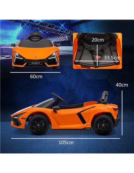 AIYAPLAY Lamborghini Revuelto Licensed 12V Ride on Car w/ Butterfly Doors, Transport Wheels, Suspension, Remote Control, Orange  - pic 106381 | FastDaddyshop