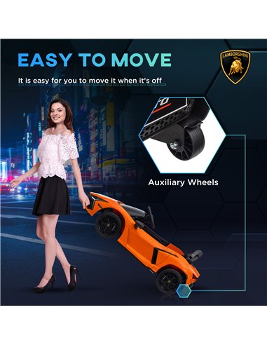 AIYAPLAY Lamborghini Revuelto Licensed 12V Ride on Car w/ Butterfly Doors, Transport Wheels, Suspension, Remote Control, Orange 