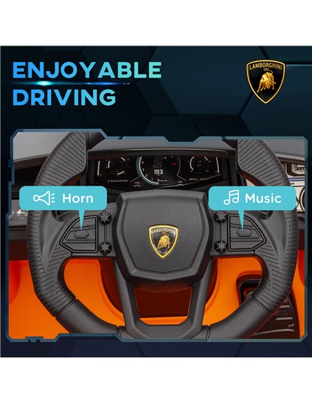 AIYAPLAY Lamborghini Revuelto Licensed 12V Ride on Car w/ Butterfly Doors, Transport Wheels, Suspension, Remote Control, Orange  - pic 106385 | FastDaddyshop
