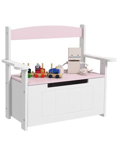 AIYAPLAY 2-in-1 Toy Box for Kids with Lid for Bedroom, Nursery, Playroom, Pink 312-117V80PK