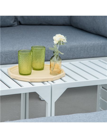 Outsunny 4 Pieces Outdoor Garden Sofa Set, Aluminum Patio Lounge Bed Furniture Set, with Canopy, Padded Cushions & Side Tables,  - pic 10639 | FastDaddyshop