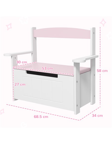 AIYAPLAY 2-in-1 Toy Box for Kids with Lid for Bedroom, Nursery, Playroom, Pink 312-117V80PK - pic 106390 | FastDaddyshop