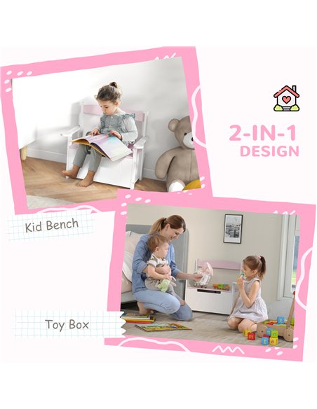 AIYAPLAY 2-in-1 Toy Box for Kids with Lid for Bedroom, Nursery, Playroom, Pink 312-117V80PK - pic 106391 | FastDaddyshop