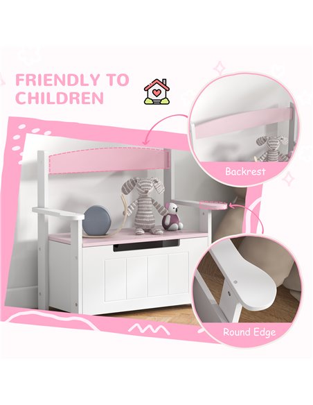 AIYAPLAY 2-in-1 Toy Box for Kids with Lid for Bedroom, Nursery, Playroom, Pink 312-117V80PK - pic 106392 | FastDaddyshop