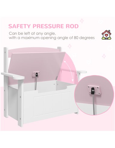 AIYAPLAY 2-in-1 Toy Box for Kids with Lid for Bedroom, Nursery, Playroom, Pink 312-117V80PK