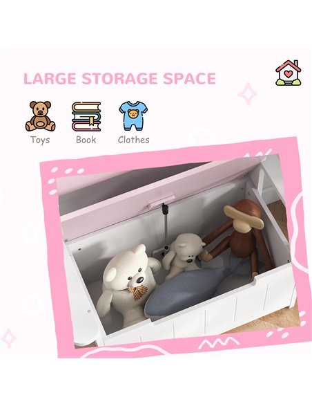 AIYAPLAY 2-in-1 Toy Box for Kids with Lid for Bedroom, Nursery, Playroom, Pink 312-117V80PK - pic 106394 | FastDaddyshop