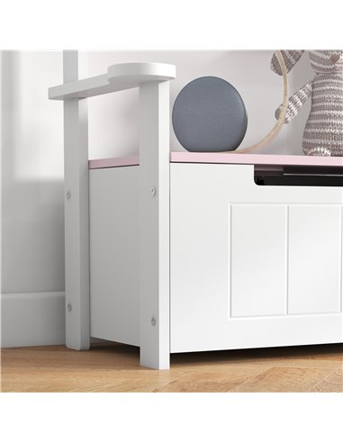 AIYAPLAY 2-in-1 Toy Box for Kids with Lid for Bedroom, Nursery, Playroom, Pink 312-117V80PK