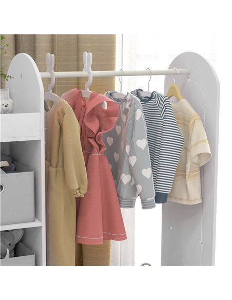 AIYAPLAY Kids Clothes Rail with Storage Shelf, Boxes, Mirror for Bedroom, Nursery, White 316-016V80WT - pic 106403 | FastDaddyshop