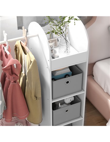 AIYAPLAY Kids Clothes Rail with Storage Shelf, Boxes, Mirror for Bedroom, Nursery, White 316-016V80WT - pic 106404 | FastDaddyshop