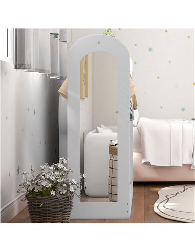 AIYAPLAY Kids Clothes Rail with Storage Shelf, Boxes, Mirror for Bedroom, Nursery, White 316-016V80WT
