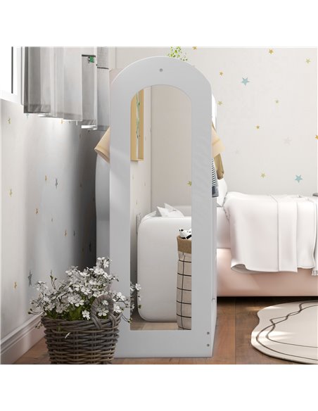 AIYAPLAY Kids Clothes Rail with Storage Shelf, Boxes, Mirror for Bedroom, Nursery, White 316-016V80WT - pic 106405 | FastDaddyshop