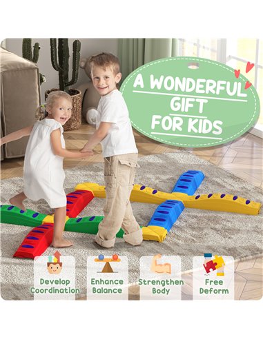AIYAPLAY 12PCs Kids Balance Beam Stepping Stones w/ Non-Slip Foot Pads 347-024V00MX