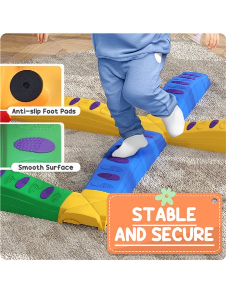 AIYAPLAY 12PCs Kids Balance Beam Stepping Stones w/ Non-Slip Foot Pads 347-024V00MX - pic 106411 | FastDaddyshop