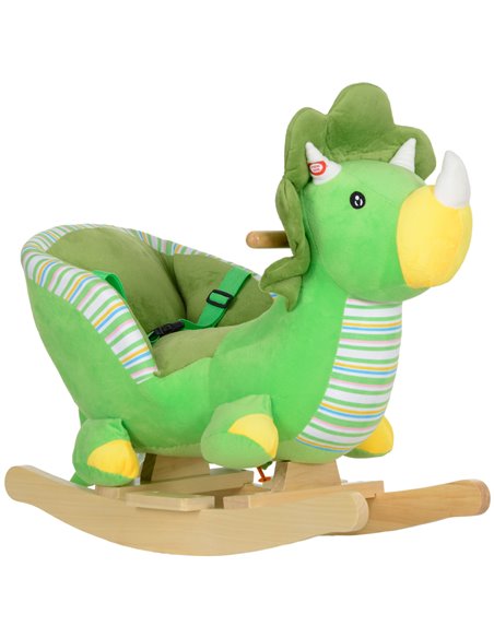 AIYAPLAY Baby Rocking Dinosaur with Animal Sounds, Safety Belt, Wooden Base, for Toddlers 18-36 Months, Green 330-180V00GN - pic 106415 | FastDaddyshop