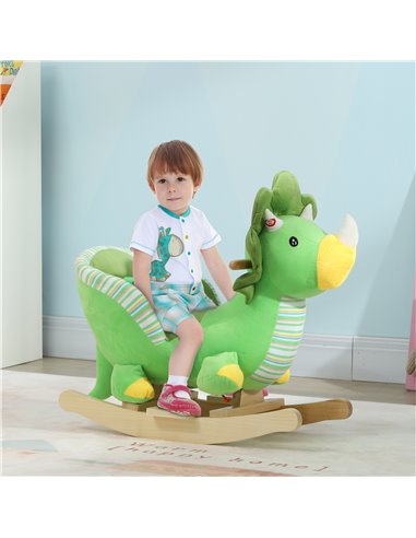 AIYAPLAY Baby Rocking Dinosaur with Animal Sounds, Safety Belt, Wooden Base, for Toddlers 18-36 Months, Green 330-180V00GN