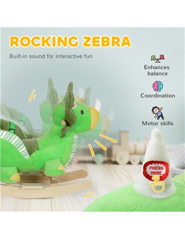 AIYAPLAY Baby Rocking Dinosaur with Animal Sounds, Safety Belt, Wooden Base, for Toddlers 18-36 Months, Green 330-180V00GN