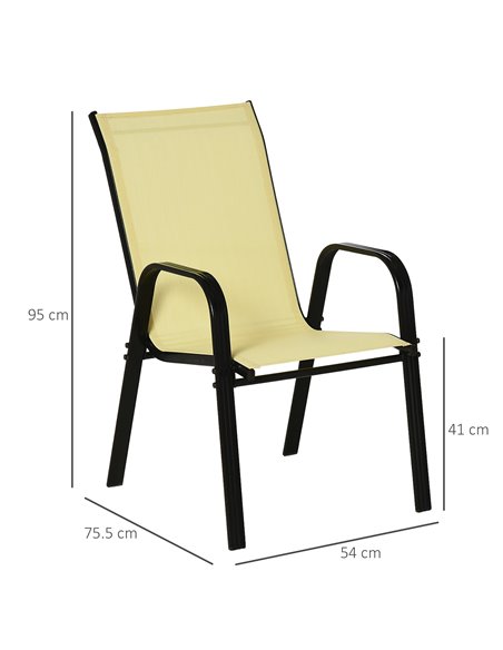 Outsunny Set of 4 Garden Dining Chair Set Stackable Outdoor Patio Furniture Set with High Back and Armrest, Beige - pic 10642 | FastDaddyshop